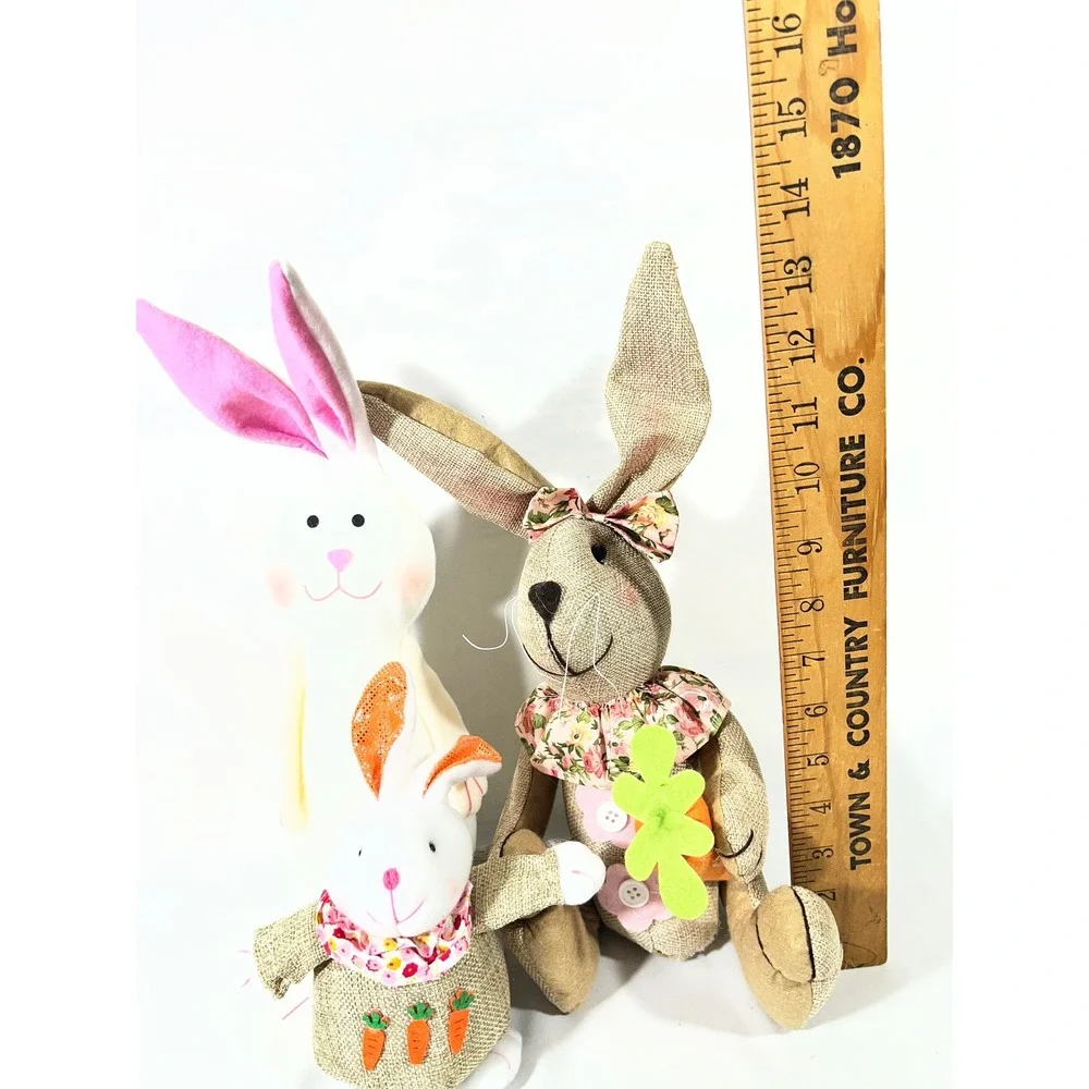 Easter Bunny Decor Bundle 5pc Target Ceramic Tealight Holders Burlap Plush Set‎